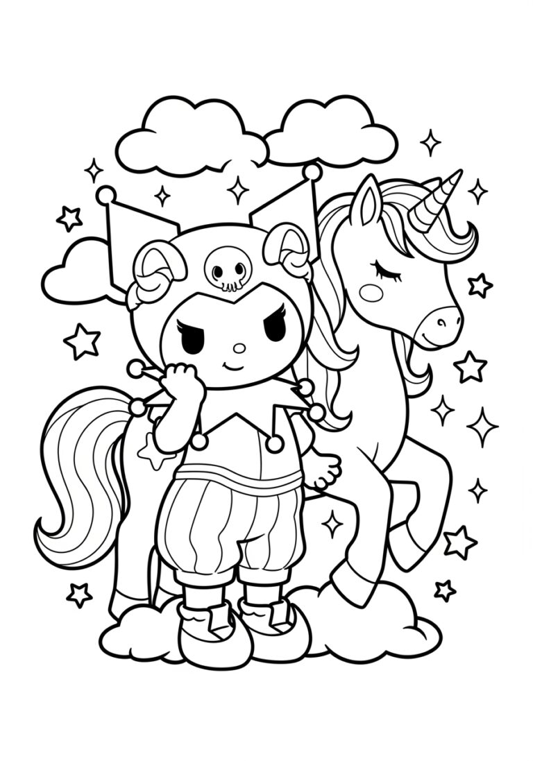 Kuromi Unicorn Coloring Page