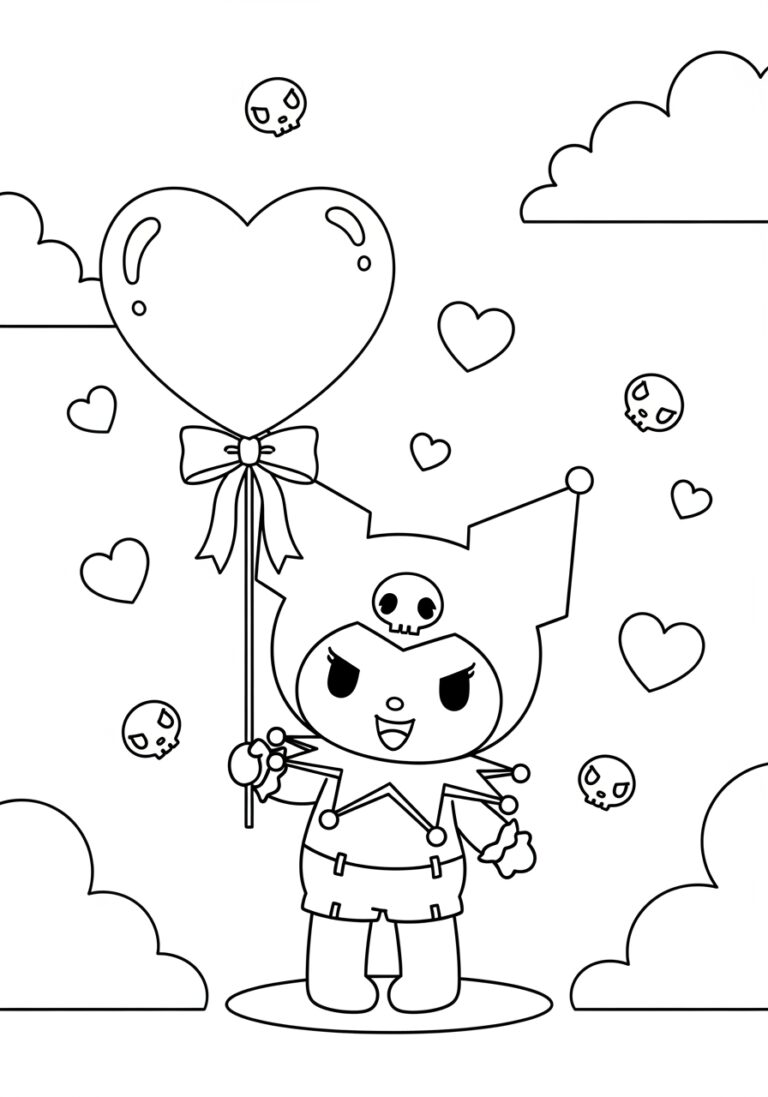Kuromi Valentine Coloring Page