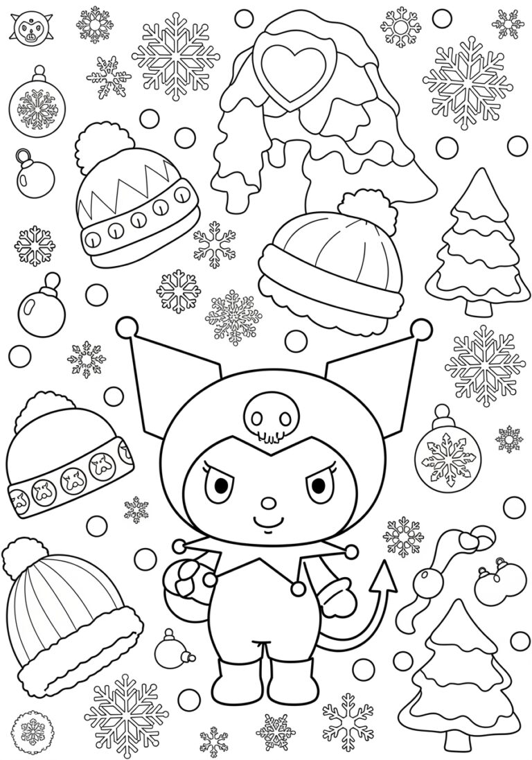 Kuromi Winter Coloring Page