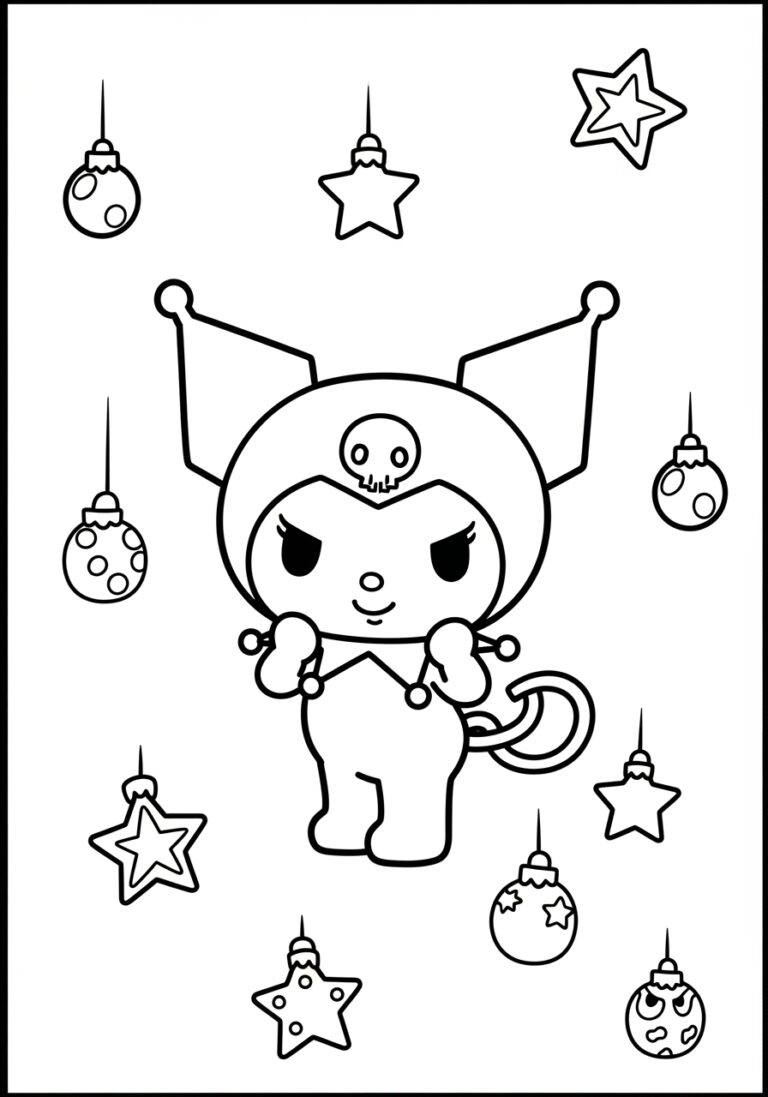 Kuromi with Stars Coloring Page