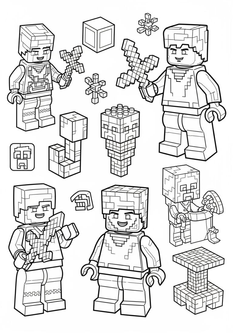 Lego Minecraft Coloring Page