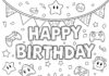 Mario Birthday Coloring Page