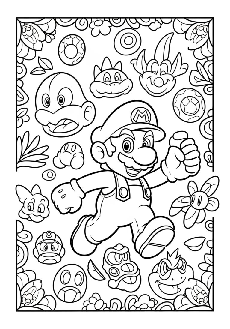 Super Mario Bros Character Coloring Page