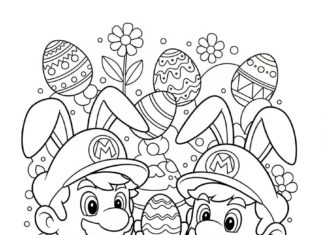 Mario Easter Coloring Page