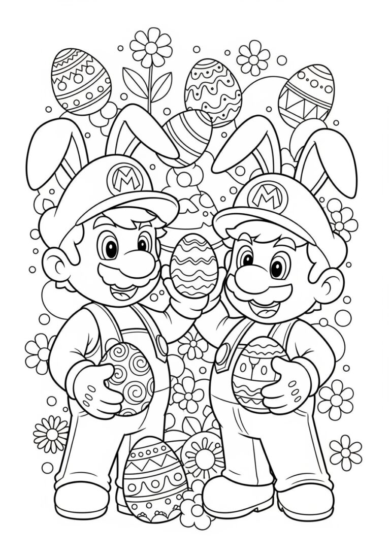 Mario Easter Coloring Page