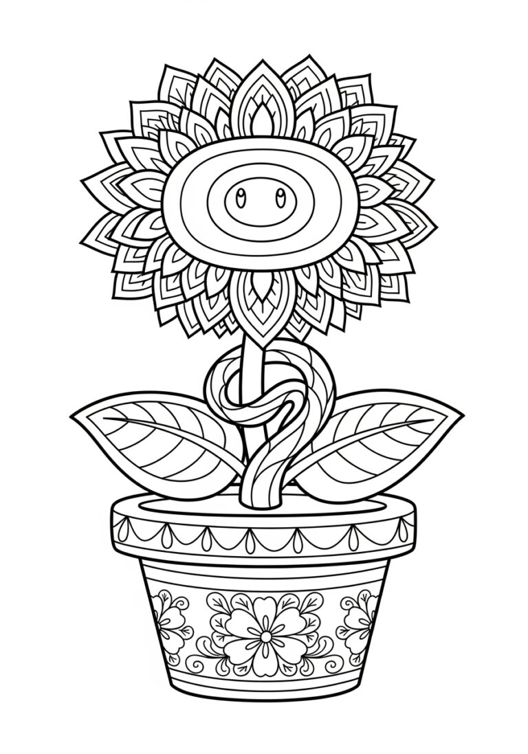 Mario Fire Flower Coloring Page