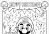Mario Happy Birthday Coloring Page