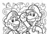 Mario, Luigi, and Yoshi Coloring Page