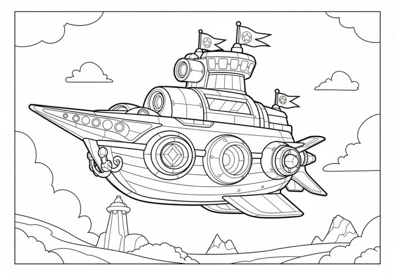 Mario Odyssey Ship Coloring Page