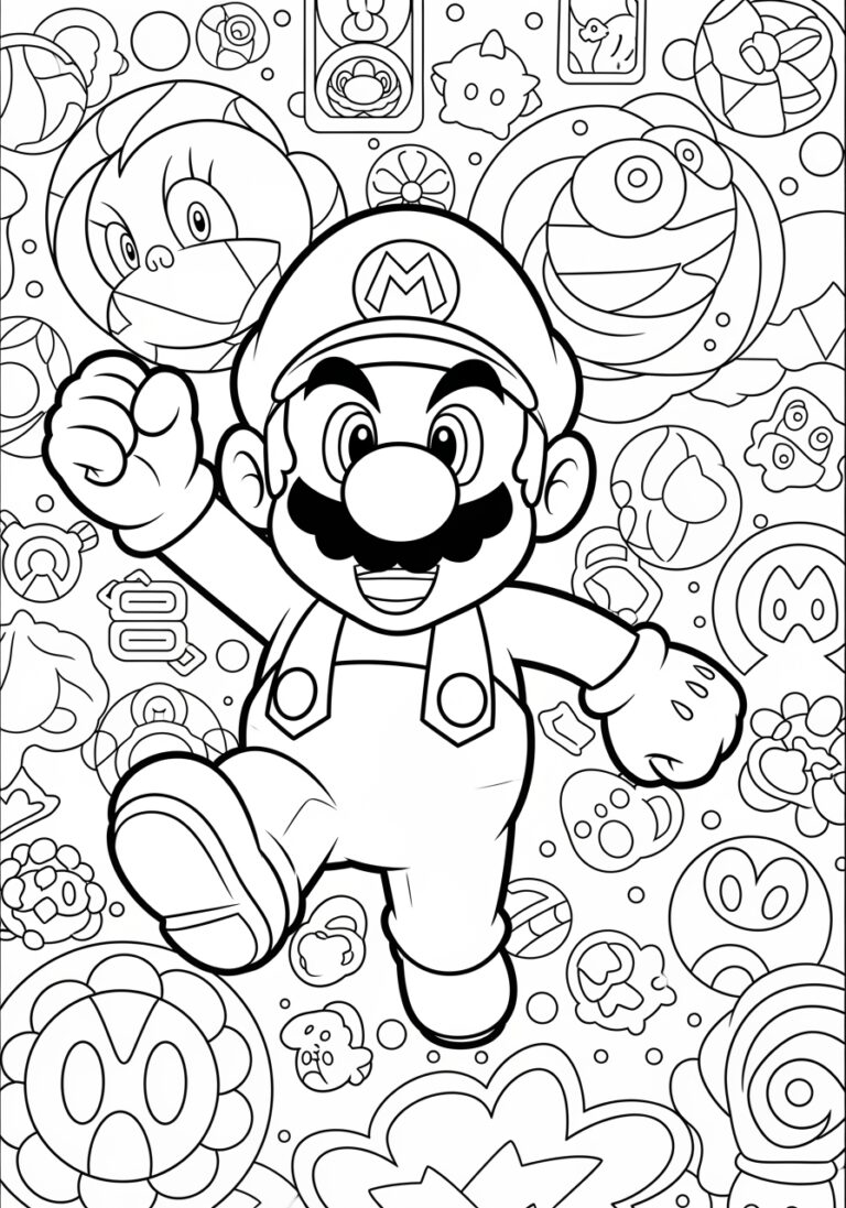 Mario Run Coloring Page