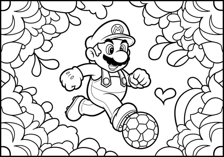 Mario Soccer Coloring Page