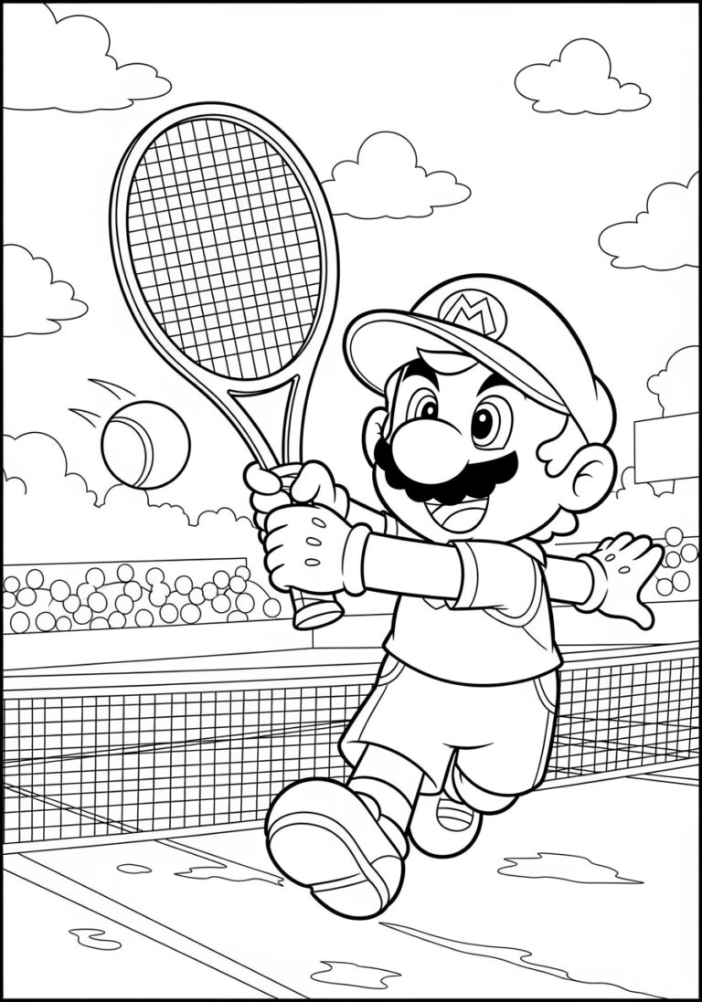 Mario Tennis Coloring Page
