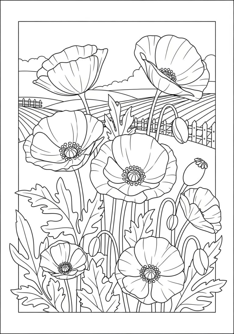 Memorial Day Poppy Coloring Sheet
