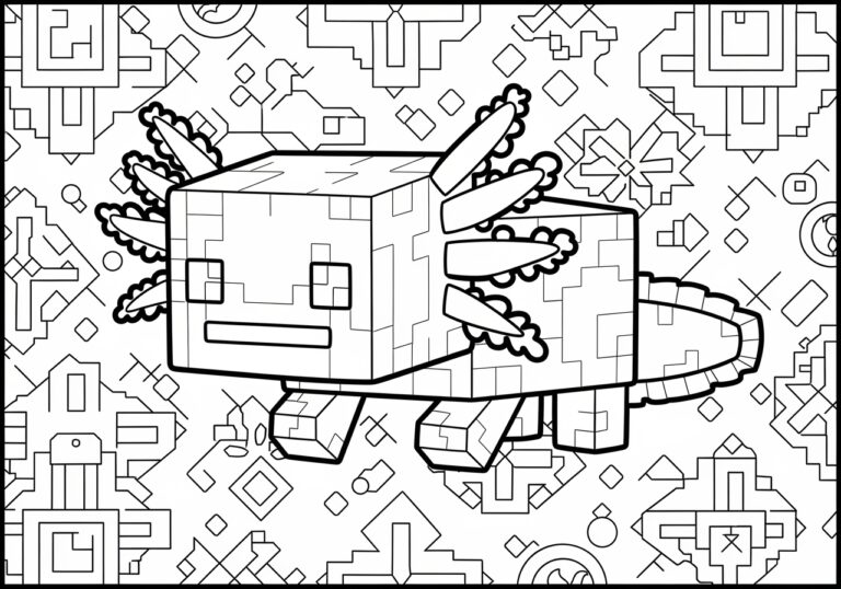Minecraft Axolotl Coloring Page