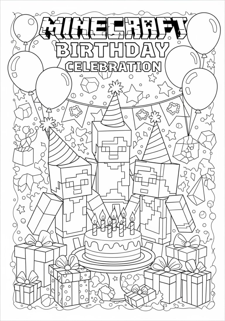 Minecraft Birthday Coloring Page