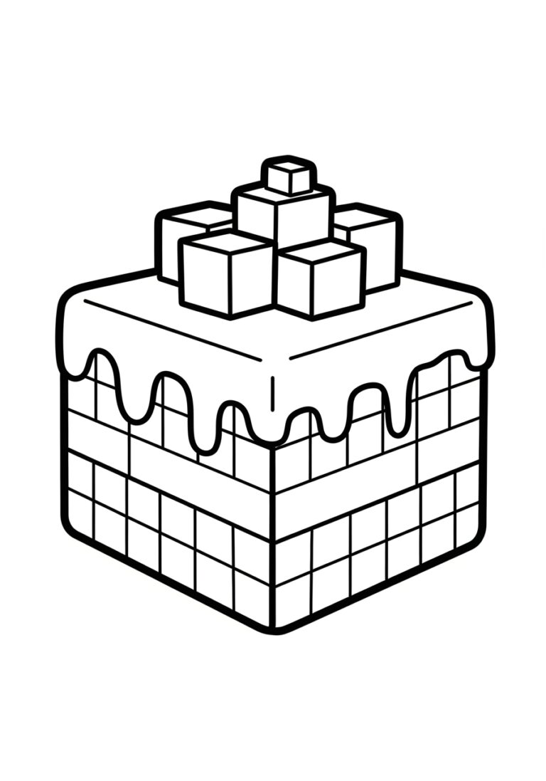Minecraft Cake Coloring Page