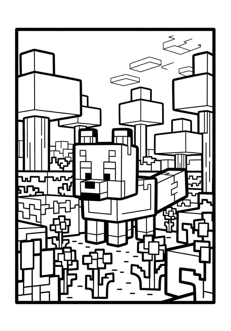 Minecraft Fox Colouring Page