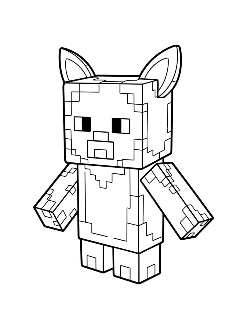 Minecraft Huggy Wuggy Coloring Page