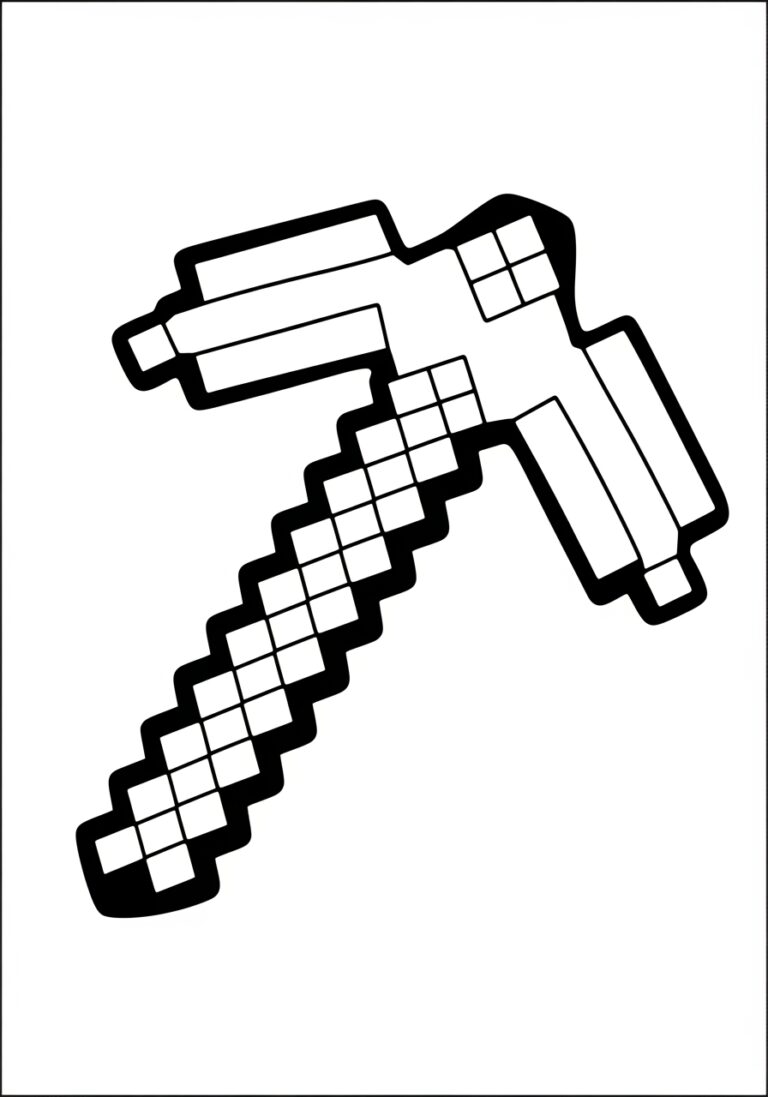 Minecraft Pickaxe Coloring Page