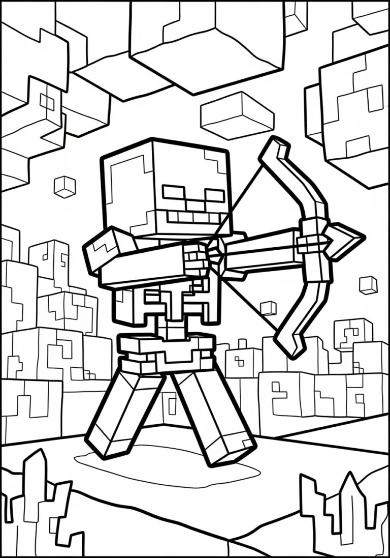 Minecraft Skeleton Coloring Page
