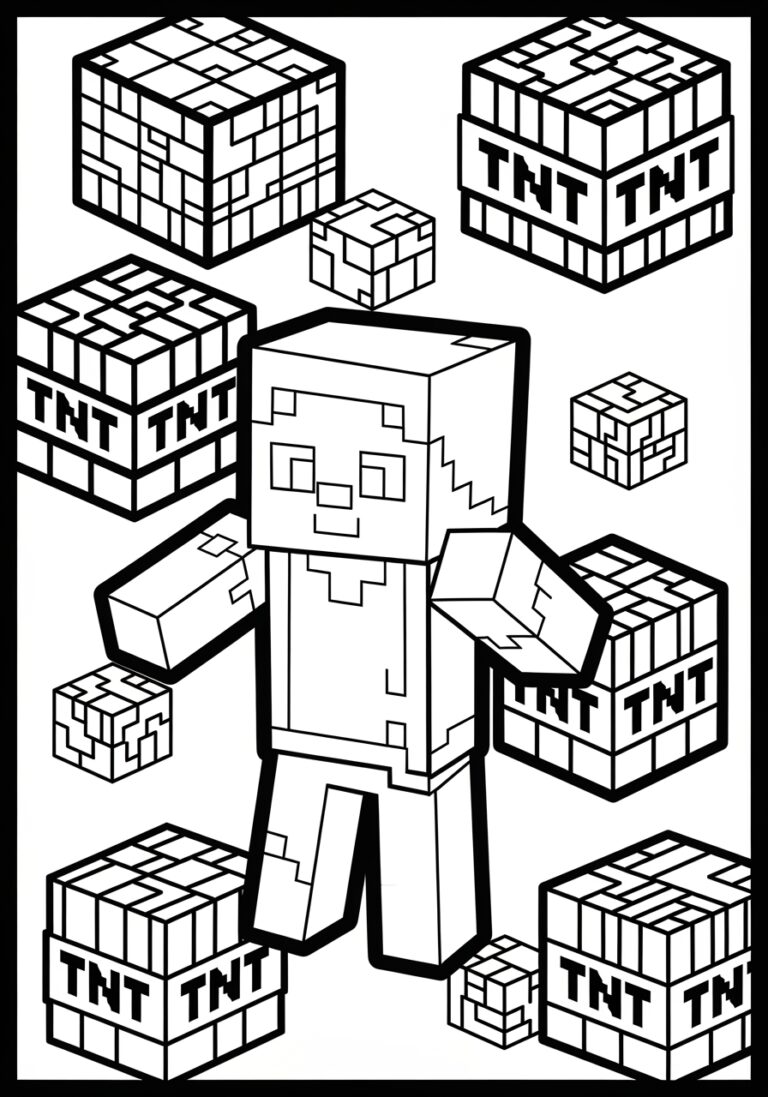 Minecraft TNT Coloring Page
