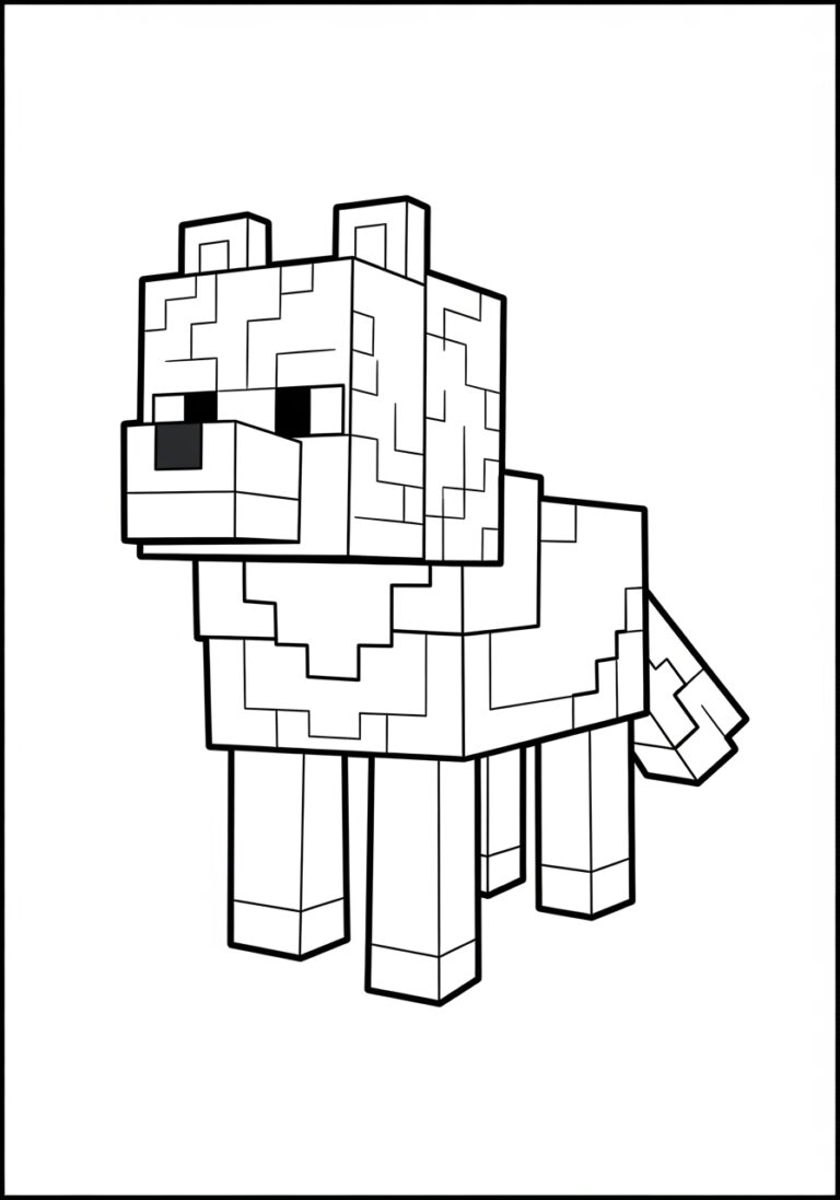 Minecraft Wolf Coloring Page