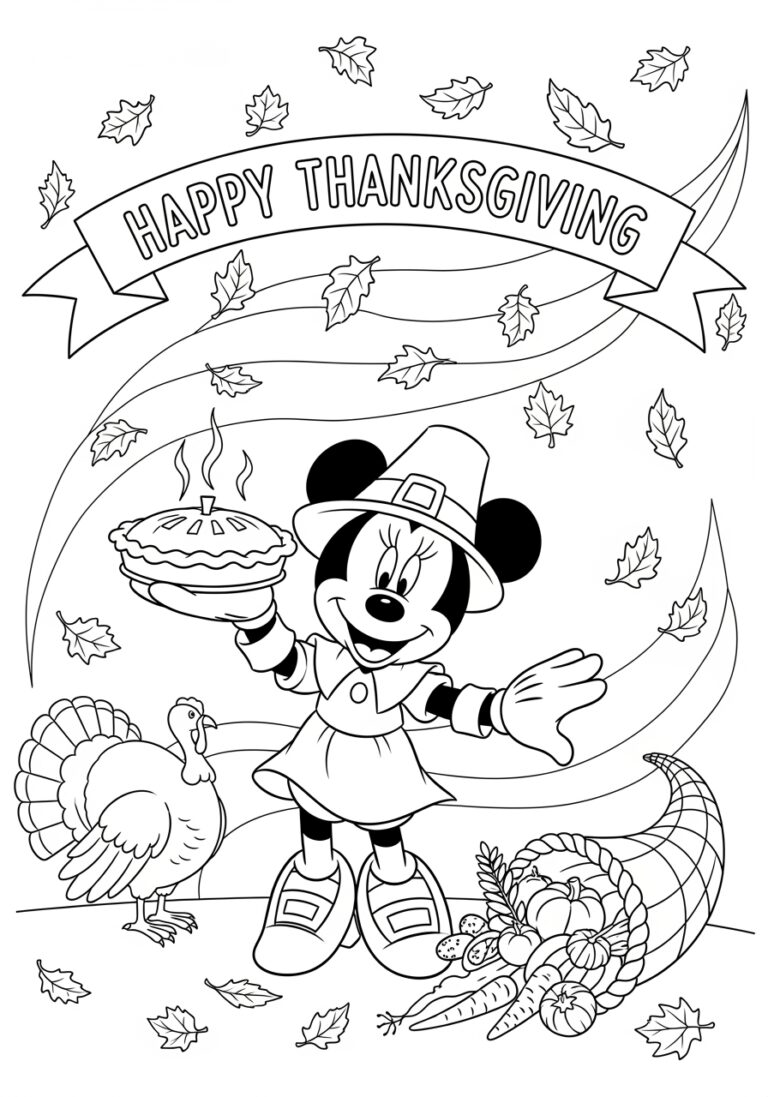 Minnie Mouse Thanksgiving Coloring Page