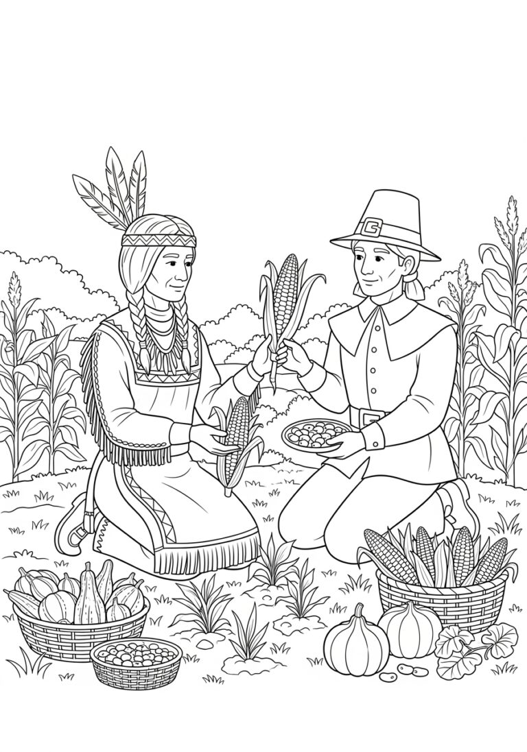Native American Thanksgiving Coloring Page