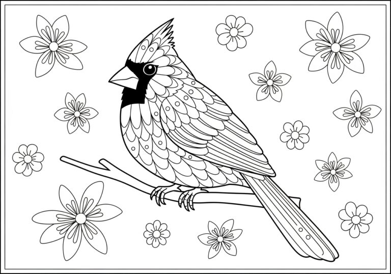 Northern Cardinal Coloring Page