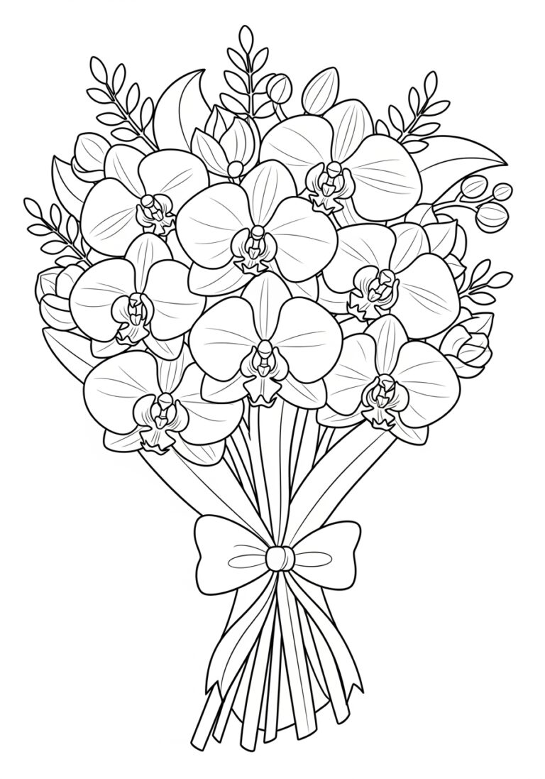 Orchid Bouquet for Mother’s Day Coloring Page
