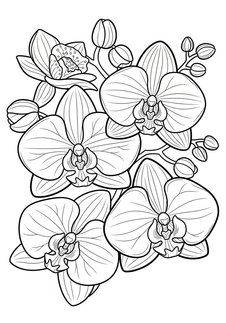 Orchid Floral Mandala Coloring Page