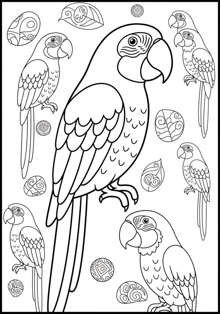 Parrot Coloring Page for Adults