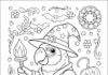 Parrot Dressed as a Wizard for Halloween Coloring Page