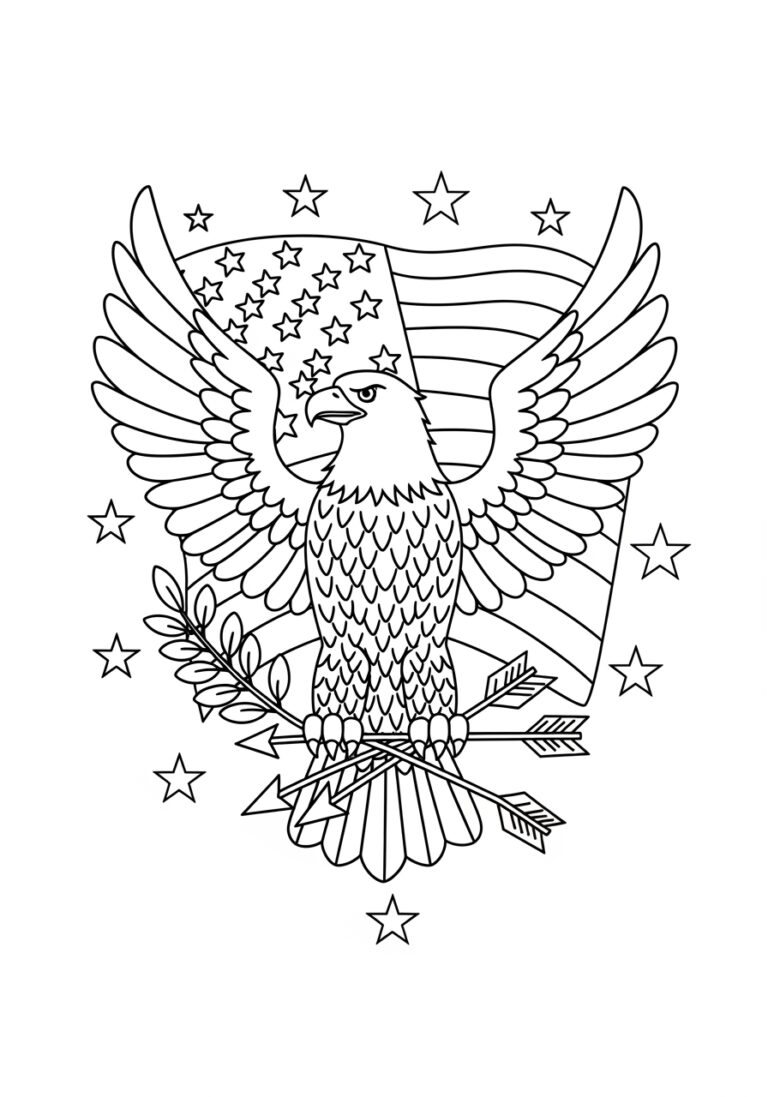 Patriotic Eagle Coloring Page