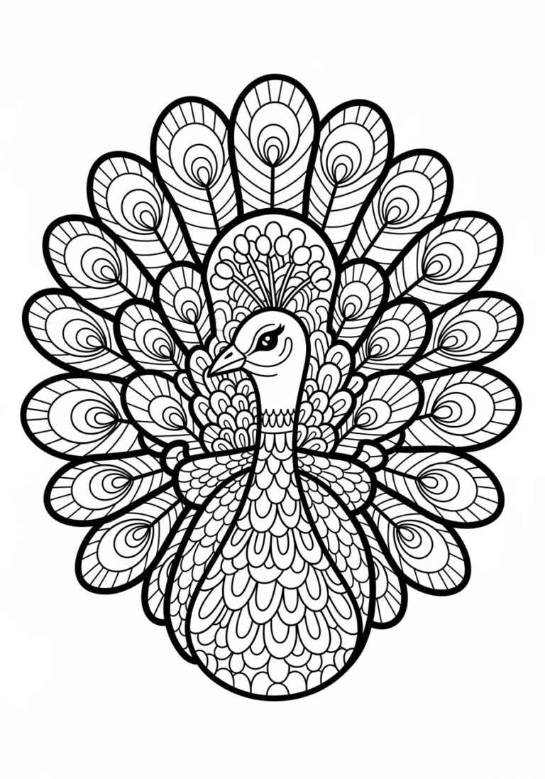 Peacock Bird Coloring Page
