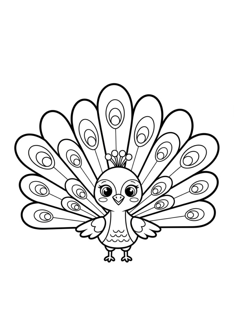 Peacock Coloring Page for Preschoolers