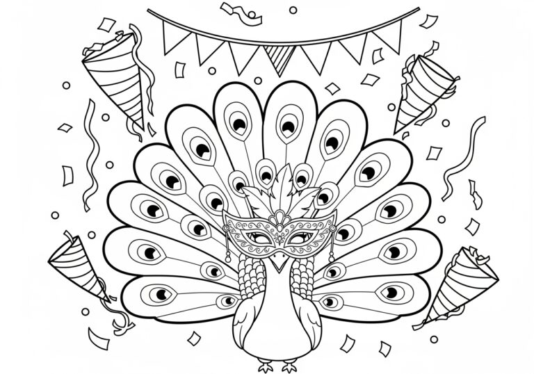 Peacock Costume Party Coloring Page