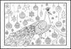 Peacock in a Christmas Wonderland Coloring Page