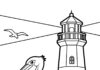 Pelican and Lighthouse Coloring Page