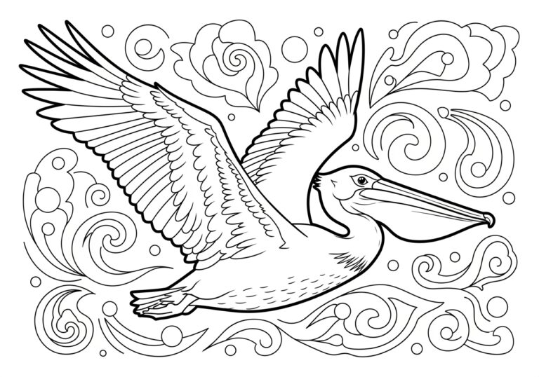 Pelican in Flight Coloring Page