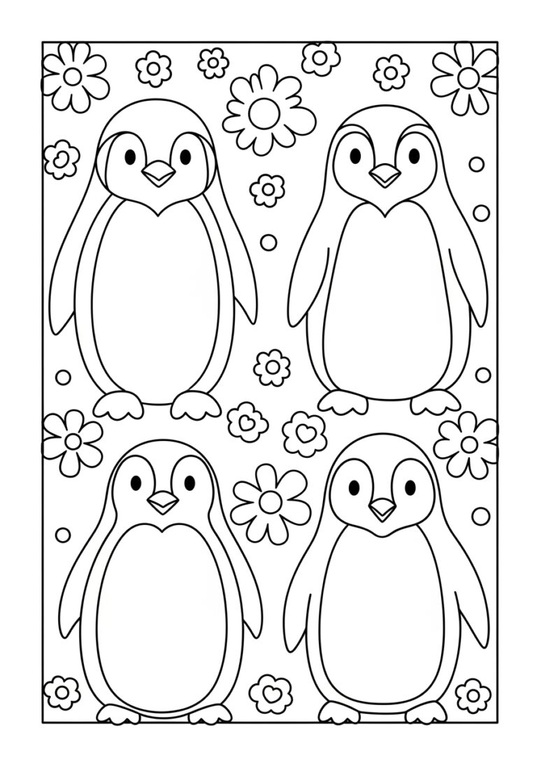 Penguin Coloring Page for Preschoolers