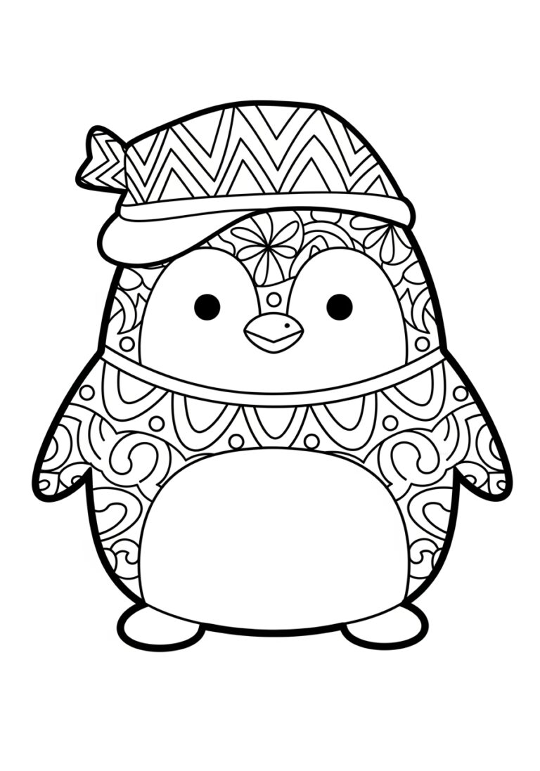 Penguin Squishmallow Coloring Page