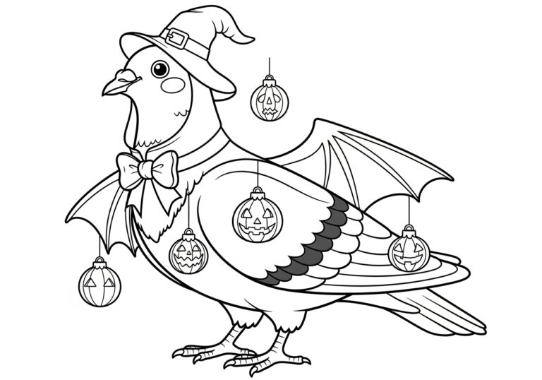 Pigeon in a Halloween Costume Coloring Page