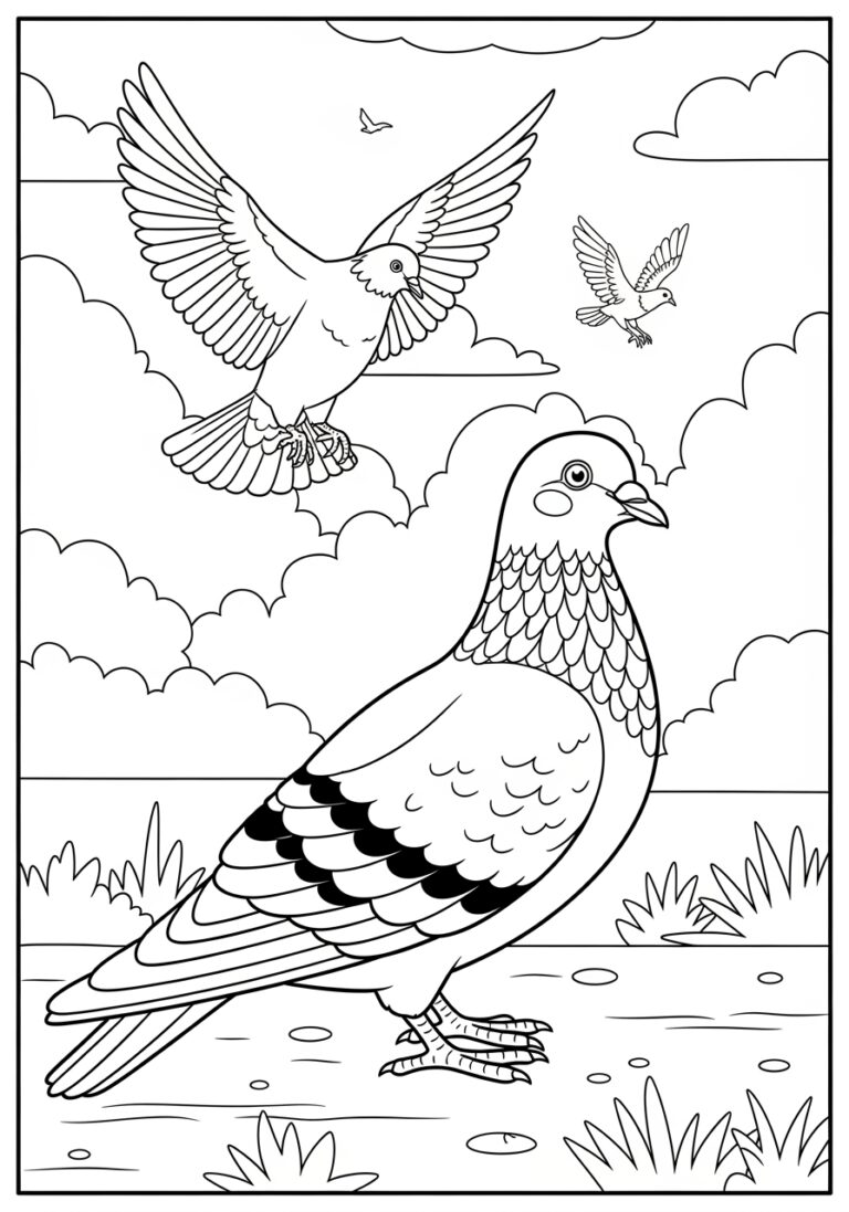 Pigeon In A Park Coloring Page Printable Fun For Kids Pigeon In A Park Coloring Page Printable Fun For Kids