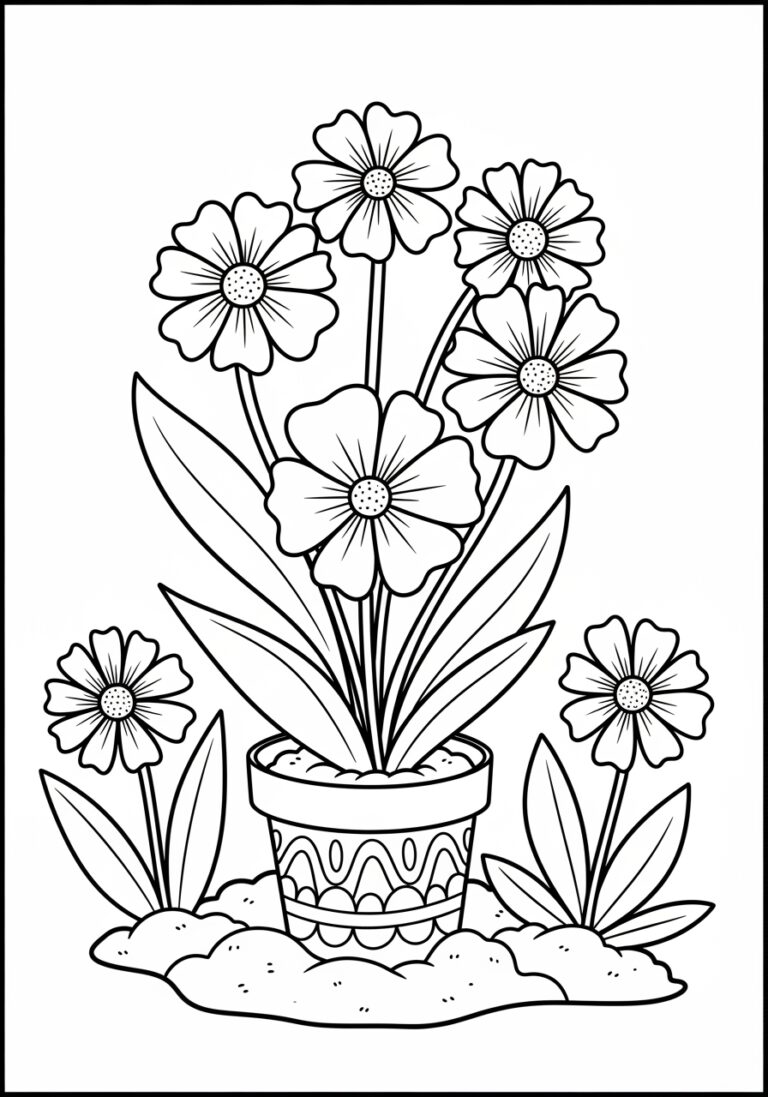 Planting Flower Coloring Page