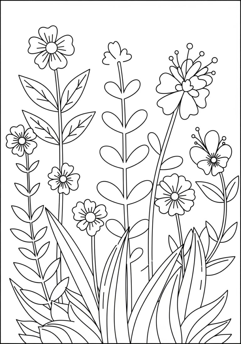 Plants and Flowers Coloring Page