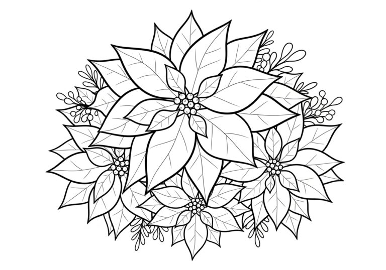 Poinsettia Bouquet Coloring Page