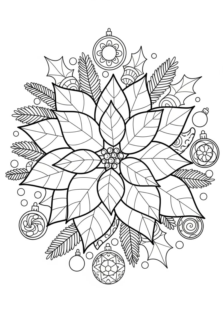 Poinsettia Christmas Coloring Page