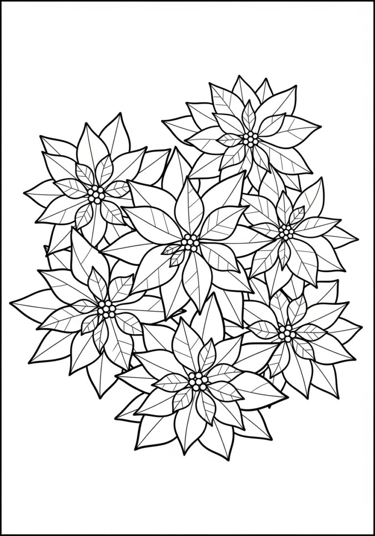 Poinsettia Garden Coloring Page