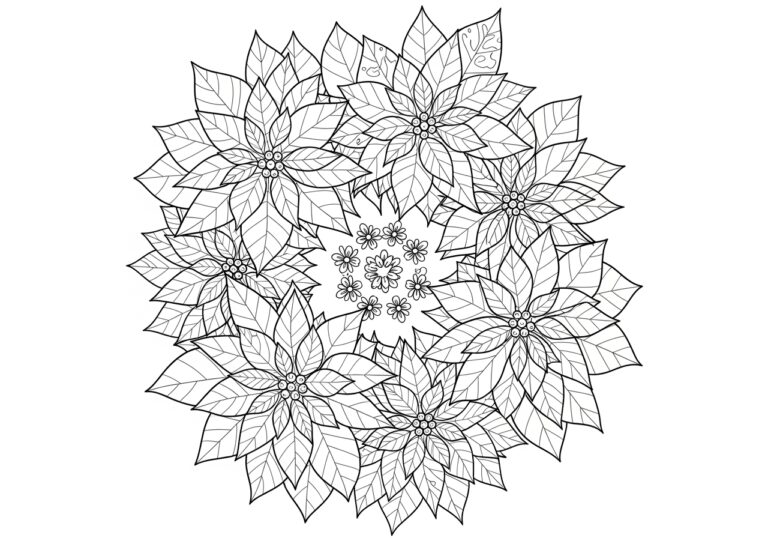 Poinsettia Mandala Coloring Page